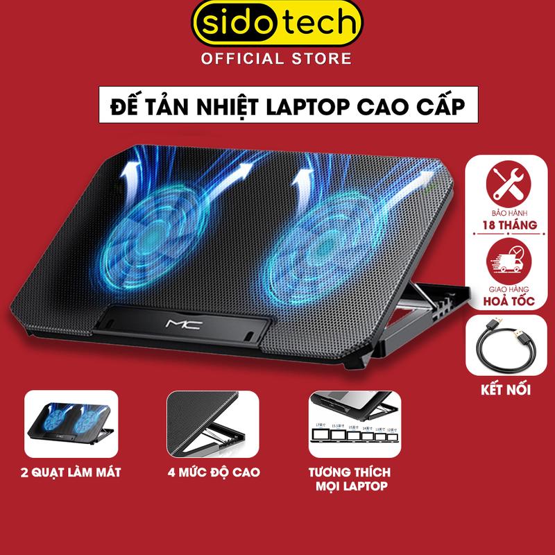 Sidotech x Phương Min Đế tản nhiệt laptop máy tính bảng SIDOTECH Q100 làm mát nhanh với 2 quạt lớn chống ồn đèn led gaming giúp mát máy tăng fps giảm giật lag cho văn phòng game thủ