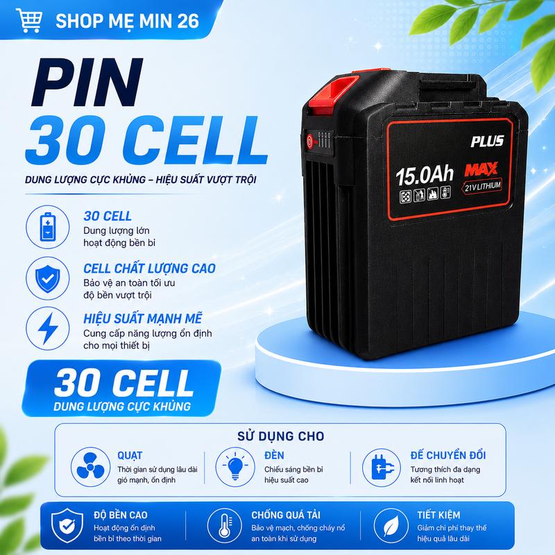 P.INN 30 CELL KHÔNG KÈM SẠC 21V Chân Pin Phổ Thông Dùng Cho Các Vật Dụng Tích…