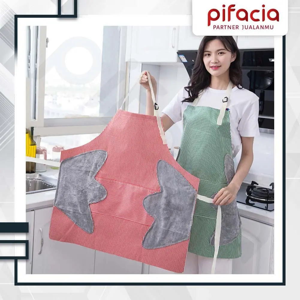 PIFACIA Celemek Apron Waterproof Masak Dapur Bisa Lap Tangan Kantong Koki