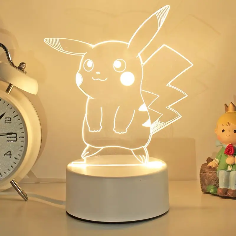 Pplus （ hangat）Lampu Akrilik 3D /Steker + sakelar / warna keren lampu kamar aesthetic / lampu malam LED / lampu tidur aesthetic / hadiah anak-anak lampu malam berubah warna / hadiah ulang tahun / hadiah pernikahan/promo elektronik termurah Putih 3
