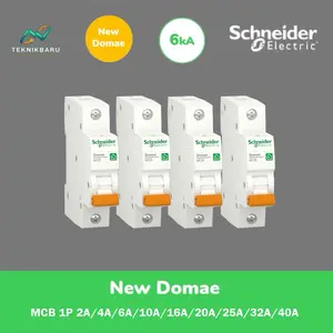 MCB SCHNEIDER NEW DOMAE ELECTRIC 1P 2A 4A 6A 10A 16A 20A 25A 32A SNI BREKER PEMUTUS TEGANGAN LISTRIK White