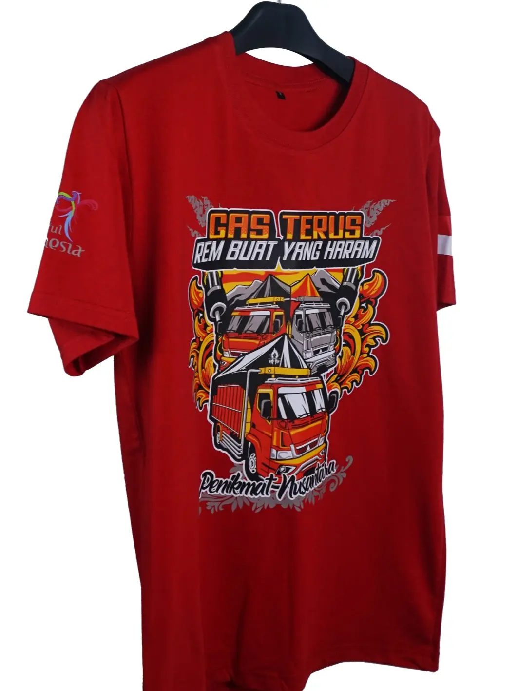 Kaos Truk Gas Terus dengan Sablon DTF dan Bahan Katun Combed 24s
