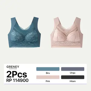 GRENEY-L.W.L-Paket bra (2PCS) Bra Rompi Bigsize L-5XL Renda Seamless Sport Push Up Bra Jumbo Big Size Tanpa Kawat Busa Tipis Bh Breathable Comfortable-89482