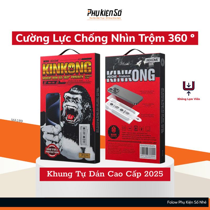 Chống Nhìn Trộm 360o + Khung Tự Dán Cao Cấp Kính Cường Lực KingKong Chống Nhìn Chộm 4 Chiều 360o MA189 Khung Tự Dán MagicBox Cao Cấp Phiên Bản Cải Tiến mới nhất 2025