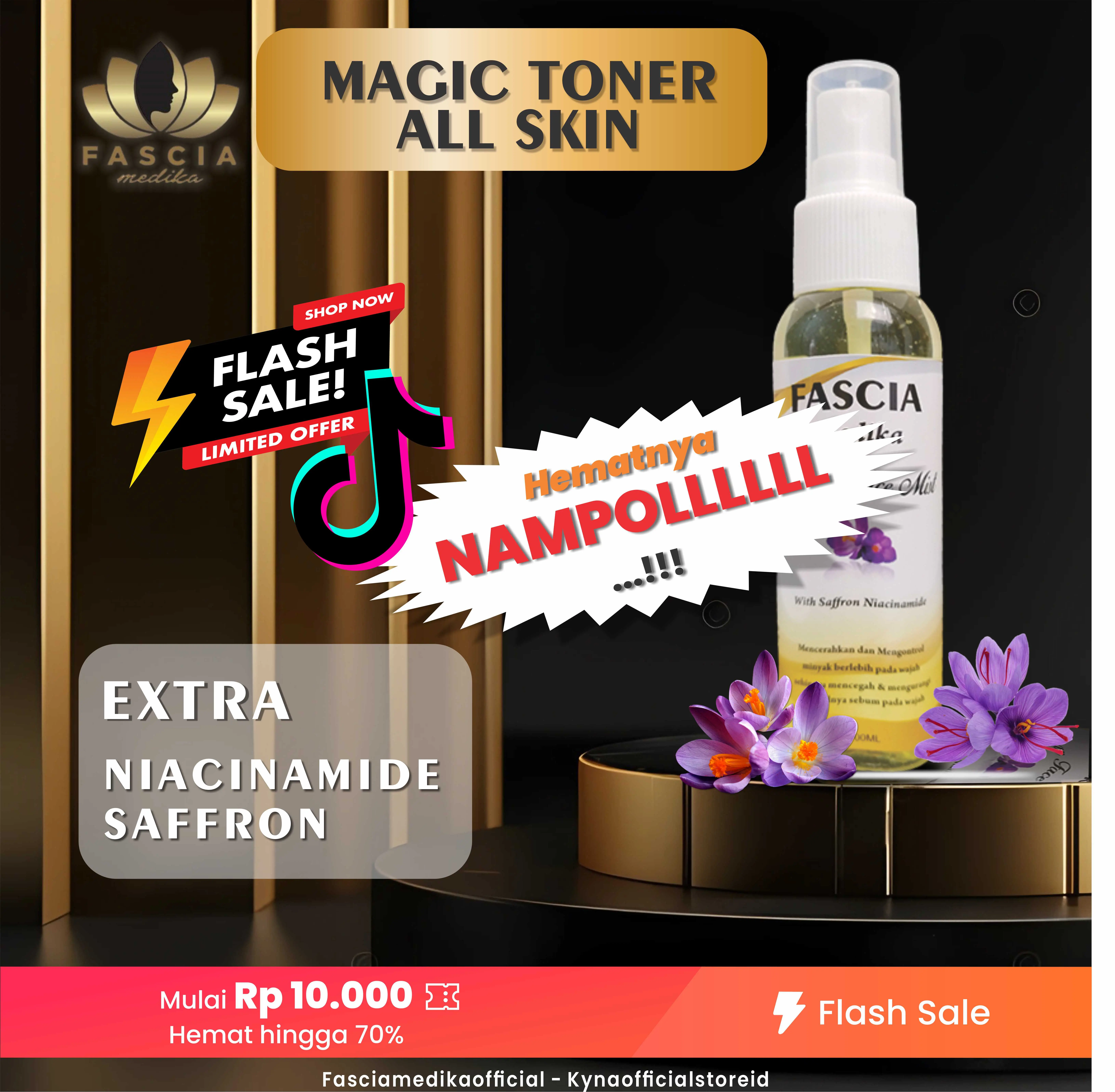 MEGA GUNCANG Magic Toner ALL SKIN  with Extra Niacinamide & Saffron by KYNA