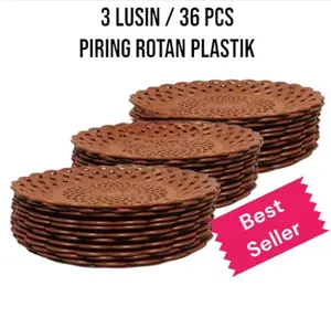 PAKET 3 LUSIN (36 PCS) Piring Rotan Piring Anyam Plastik