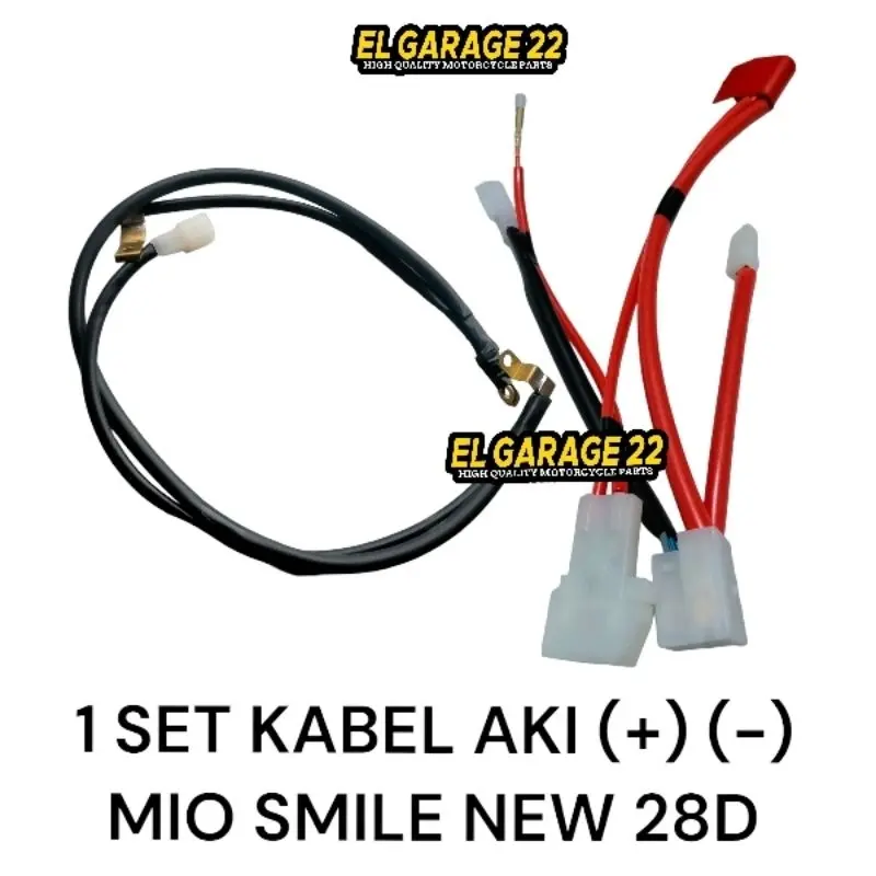Kabel aki positif & negatif yamaha mio sporty lama 5TL / mio smile new 28D - Kabel accu komplit massa ground soket bendik mio soul fino karbu Motor Motorcycle 2