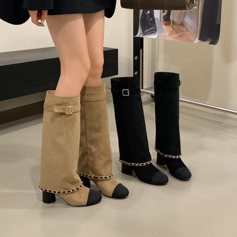  Giày Boot Cao Nữ Da Lộn – Có Quai Khóa & Dây Xích 