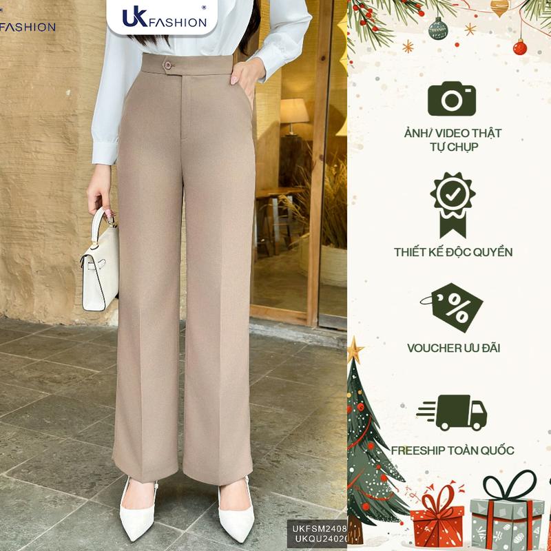  Quần Ống Suông Nữ UK Fashion Chất Liệu Mềm Mại Thoải Mái Dễ Phối UKQU2402002 