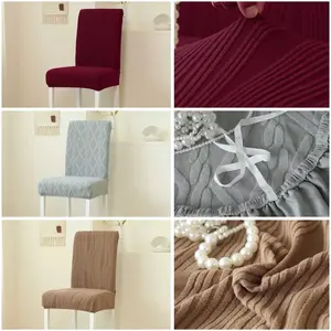 Cover Sarung Kursi Makan Bahan Bludru Tebal Elastis Lembut Halus