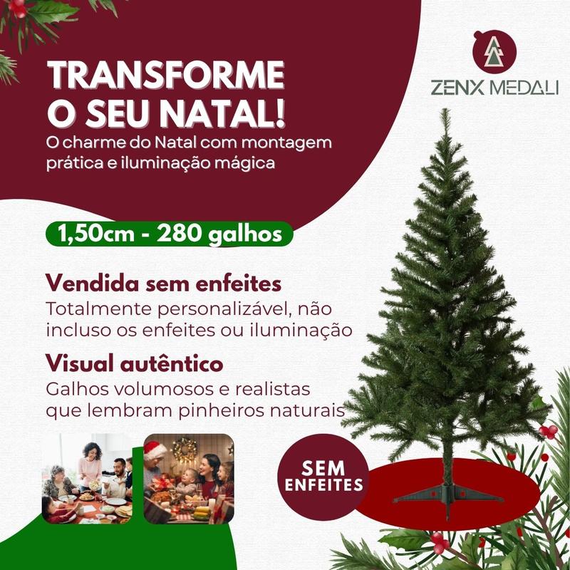 Árvore De Natal Zenx Medali Premium Cheia 120cm e 150cm