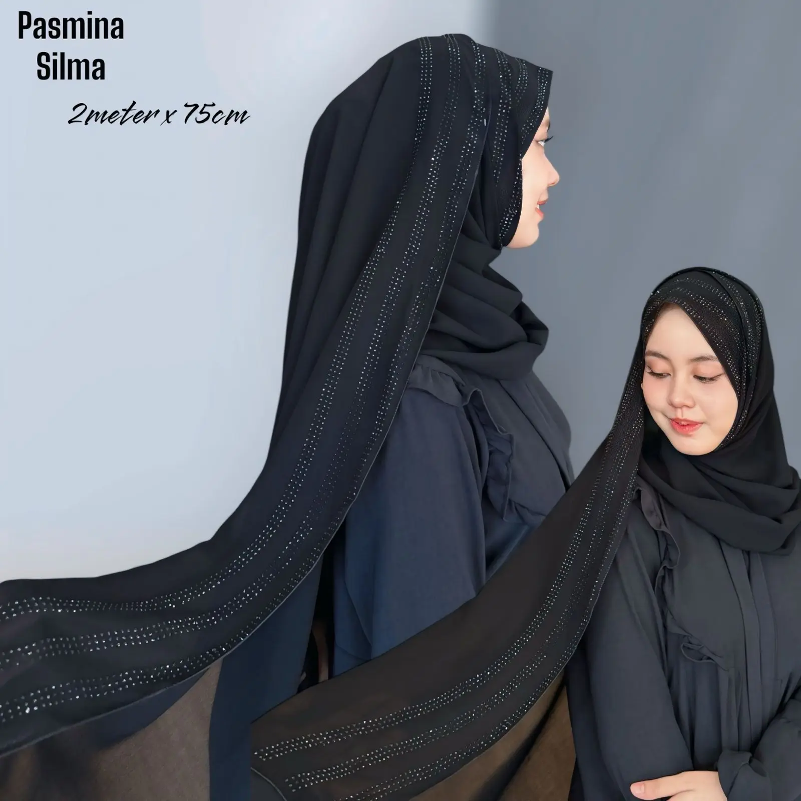 Pasmina Sifon Mata Dewasa Panjang 195cm, Lebar 75cm - Kerudung Elegan untuk Santai dan Acara Formal - Instan