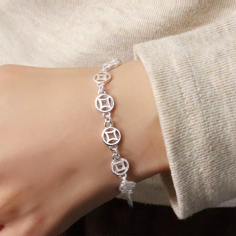 Lắc tay KIM TIỀN thiết kế full mặt đơn giản nam nữ đều đeo được