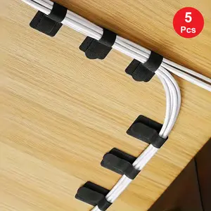 5pcs Pengikat Kabel Velkro Strap Organizer Wire Back Adhesive Desk Perlengkapan Penataan Aksesoris Meja