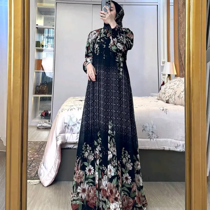 Gamis set hijab arsyila gamis wanita dress mewah busui friendly gamis elegan setelan hijab gamis wanita Panjang rayon Diamond gamis Motif Muslim Rayon Nyaman 0