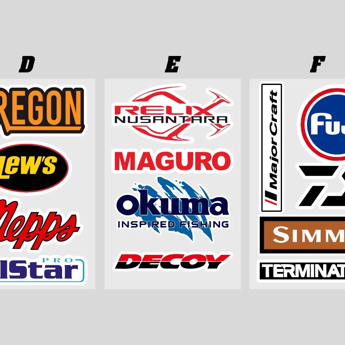 Stiker Mancing Mania Brand, Sticker Pancing Merk Terkenal Cutting Bahan Bagus Anti Air untuk Tackle Box Kotak Lure Murah - Isi 3/4 Logo