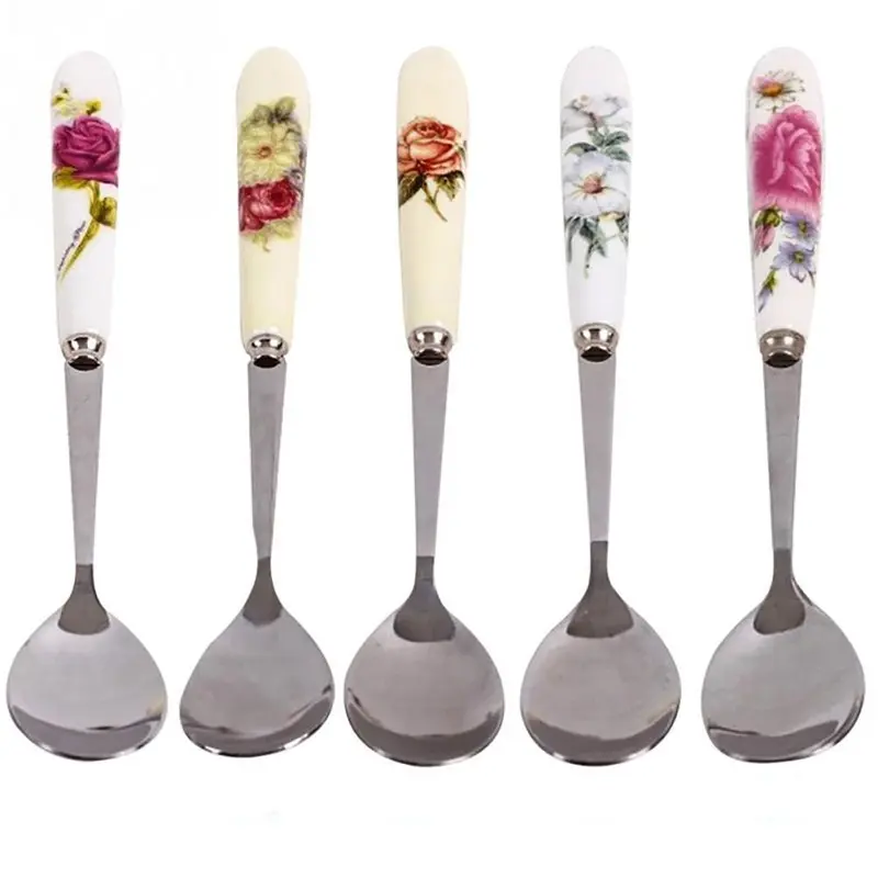 Muỗng tráng miệng bằng thép không gỉ, đồ gốm gia dụng và thiết yếu, thích hợp cho nhà bếp và ăn uống, thìa trà và cà phê 1