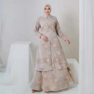 Azalea Set Kurung Melayu x windhawidi - Setelan Rok Muslim Cantik Lebaran - Pink & Nude READY