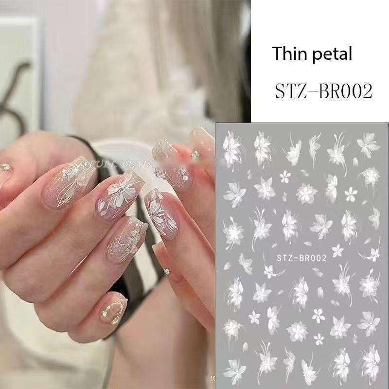 Product Introduction of White Ice Camellia Nail Stickers, Flower Nail Stickers, Wearable Nail Art Patches For Girls Handmade Fashion Nail Art Accessories 2