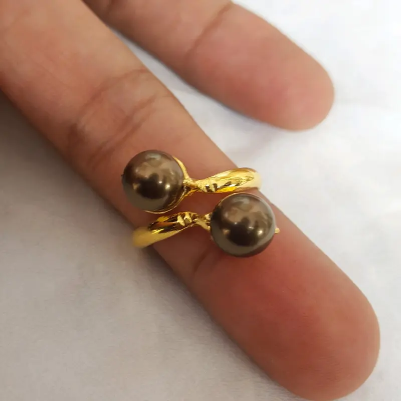 Cincin Mutiara Cokelat Lapis Emas Kuning 2