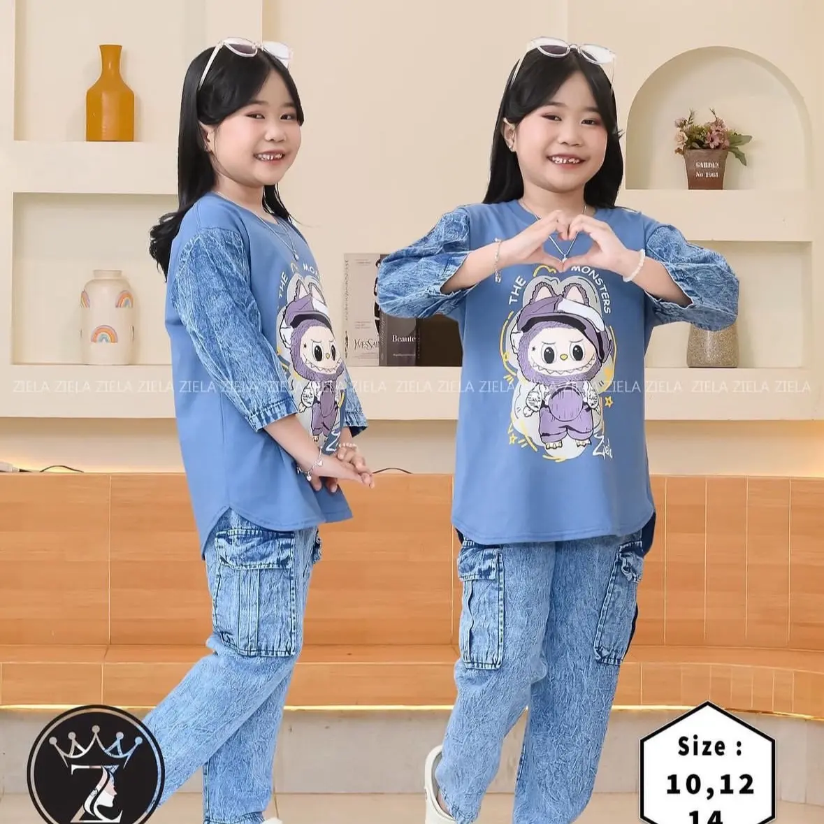 setelan labubu ziela/setelan labubu anak /onetset labubu /labubu anak/setelan anak
