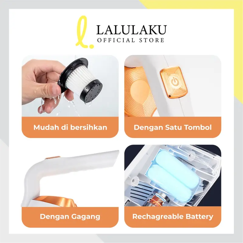 La Natuna Vacuum Cleaner 5in1 Kapasitas 1.5 Liter 8500Pa Portable Mini Penyedot Debu 120W Rechargeable vacuum tanpa kabel 6