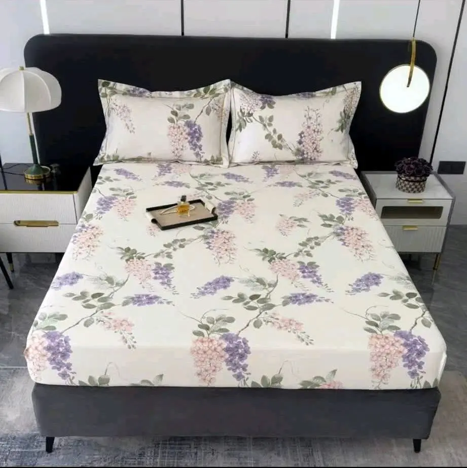 BỘ 3 MÓN GA VÀ VỎ GỐI LỤA THÁI - CHẤT LIỆU MÁT MẺ, MÀU SẮC TRẺ TRUNG - Ga bo chun đệm được 10p.