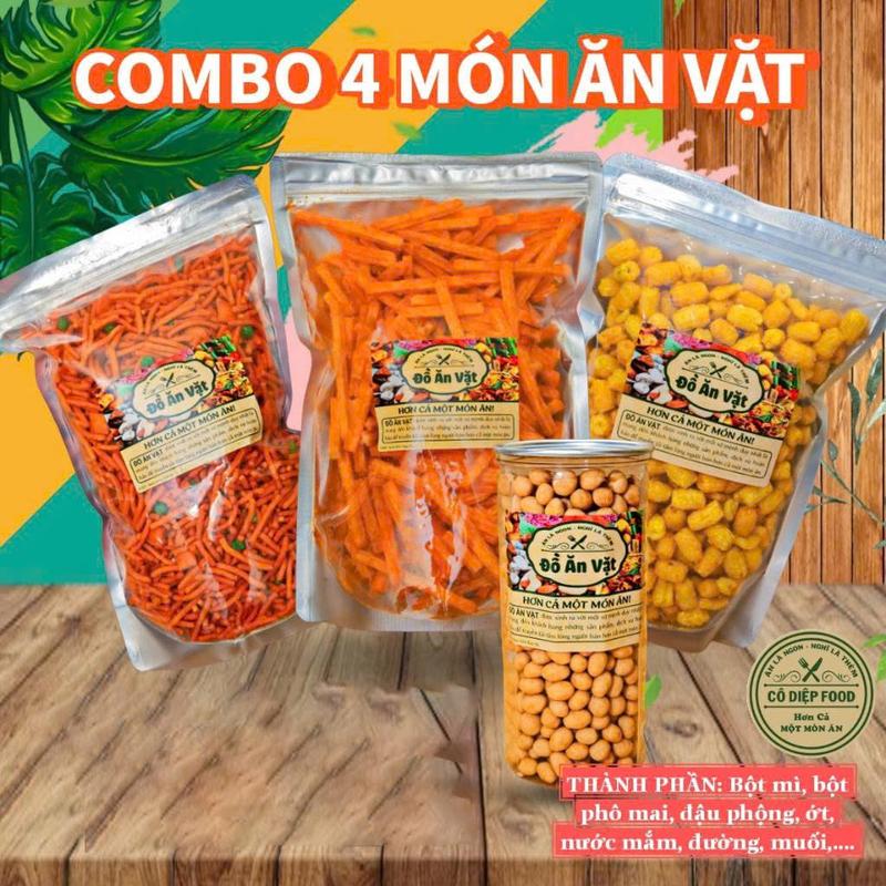 Combo 2KG Tiết Kiệm Đồ Ăn Vặt Tuổi Thơ Thơm Ngon : Snack Hương Phô Mai Nui Bơ  Bim Que  Đậu Phộng Da Cá   CÔ DIỆP FOOD  Snack Thức Ăn 