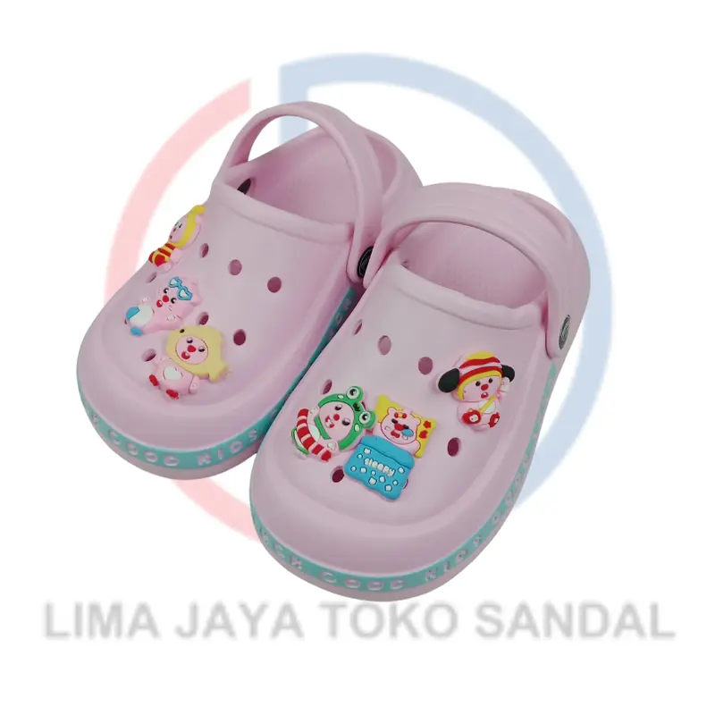 Sandal Slip On Karet Anak Terbaru Cute Karakter Jibbitz Loopy Kiyowo CQ EH83 Fashion Sandal bakpao cewek 3