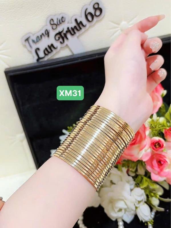 LanTrinh_ Ximen Trơn XM31 bộ vòng tay 2,5ly  gồm 7 chiếc cao cấp sang trọng từ hội không xi không phai trắng - Phụ Kiện