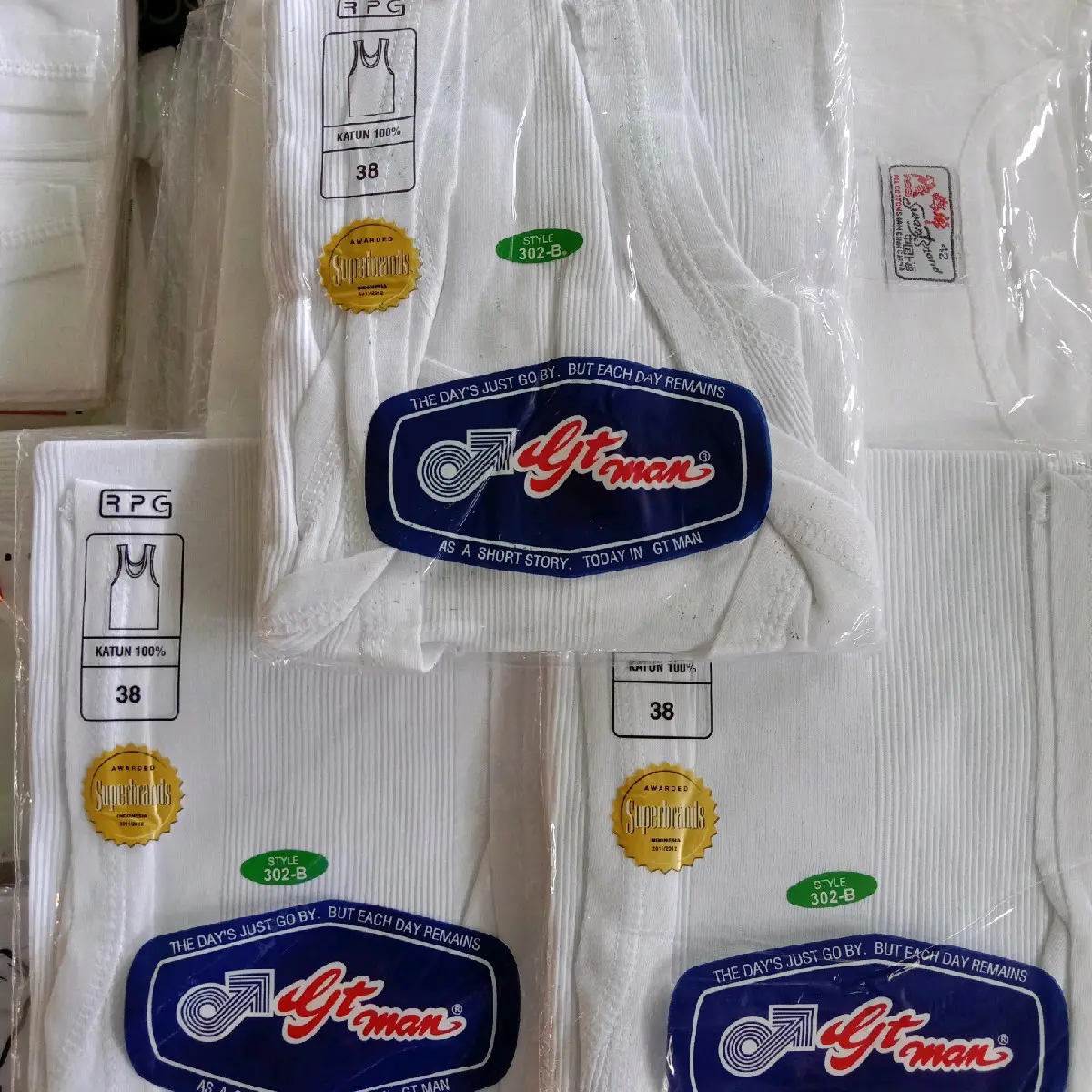 (3 PCS) Kaos Singlet Pria Gt Man Putih Salur Original / Kaos Kutang Dewaa / Singlet Pria Katun