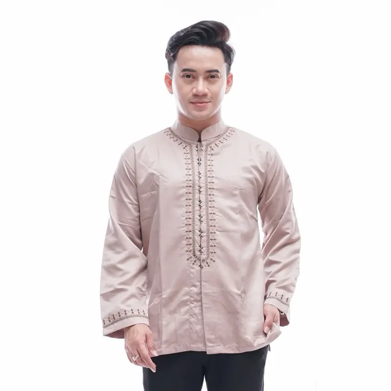 Al-khaj Baju Koko Bordir Pria Dewasa Lengan Panjang Oblong Bahan Katun Toyobo Original Import