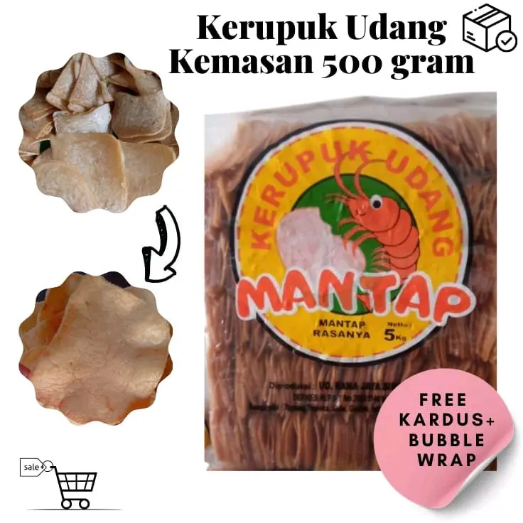 KERUPUK UDANG BESAR SIDOARJO 500gram.Free kardus + buble wrap