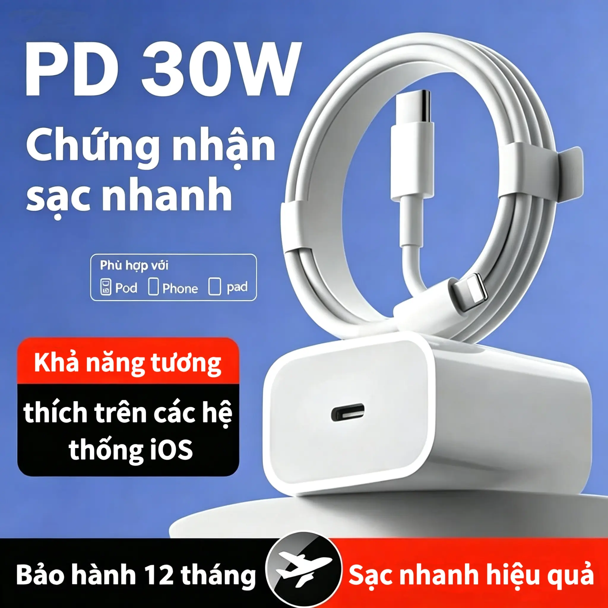 Bộ sạc nhanh, PD 30W, Cáp sạc nhanh, Áp dụng cho  14, 13, 12, 11, Pro Max, XS, XR, X, 8 Plus, 7, 6, Điện thoại và iPad, Phụ kiện iPod