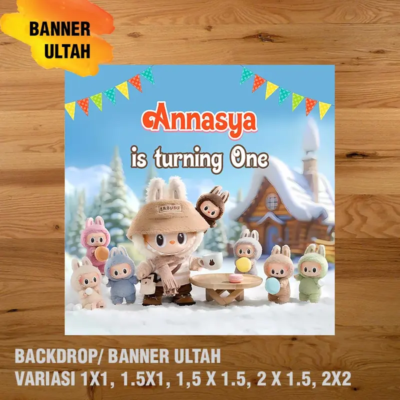 LABUBU BANNER BACKDROP SPANDUK ULANG TAHUN UL-TAH 0