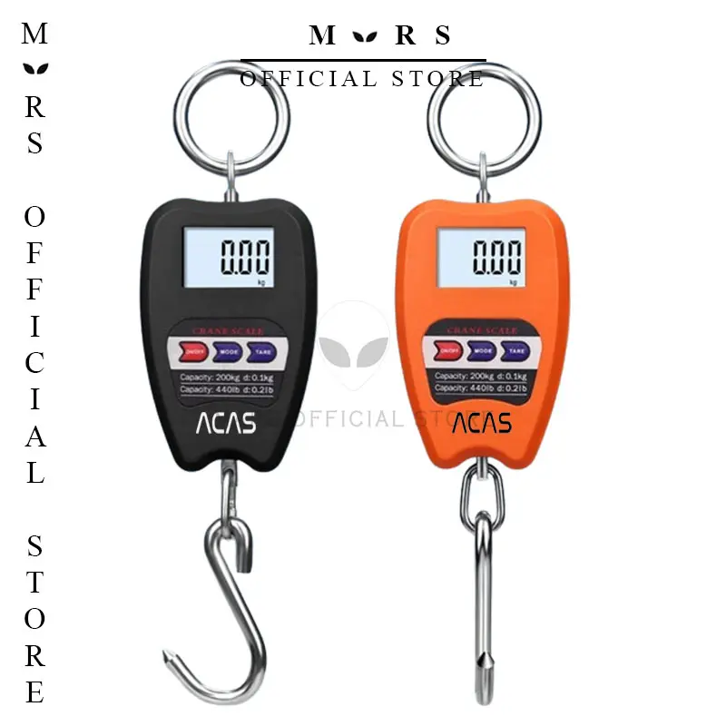 OCS MINI-200 kg Timbangan Digital 200kg GantungFree Batrai Digital LED Hook Besi Orange Hitam LCD Smart Crane Hook Scale Hanging Besi Kapasitas 200 KG 6