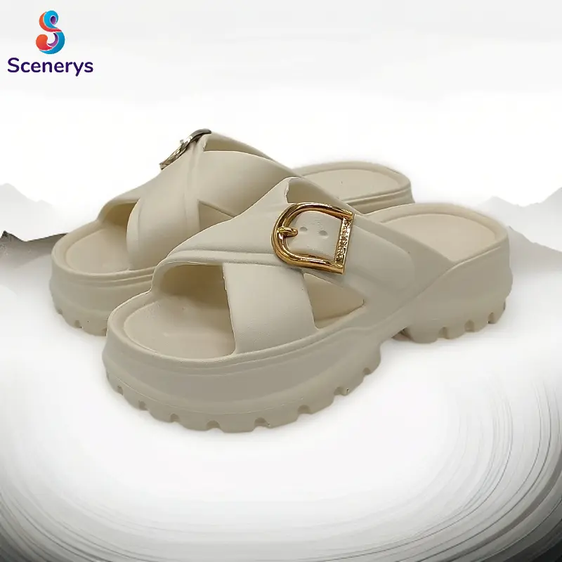 Scenerys Sandal wedges wanita, sandal fuji trendy, sandal jelly wanita motif korea, tali ganda, sandal kasual wanita 2025 6