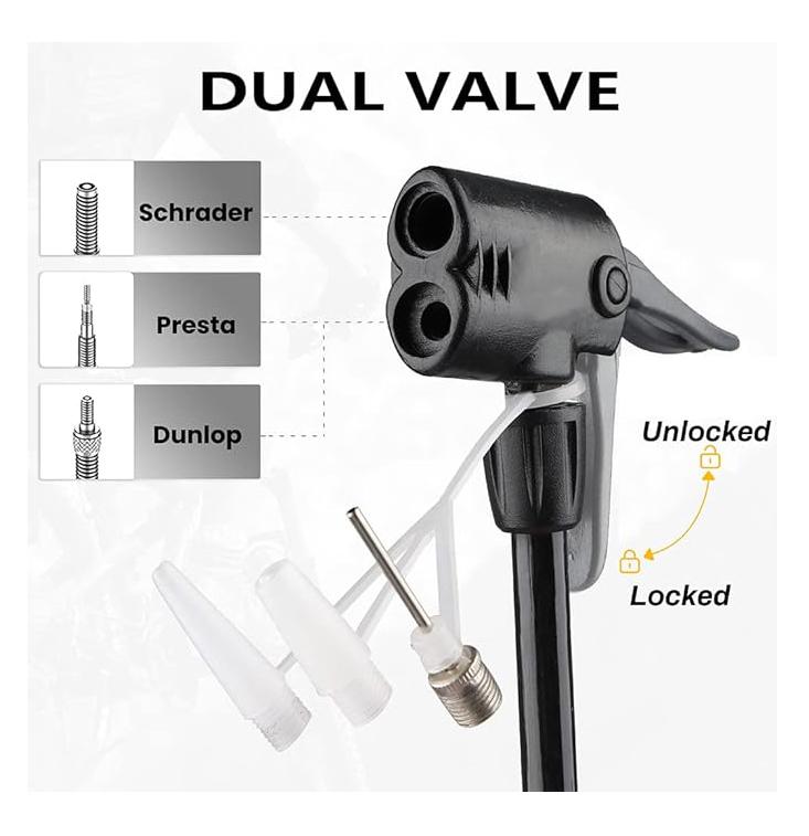 TikTok Shop Hycline Bike Floor Pump with Gauge Ultra Bicycle Tire Pump 160 PSI High Pressure Air Pumps with Presta and Schrader Valve