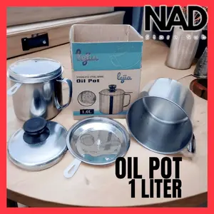 OIL POT TEMPAT MINYAK WADAH MINYAK JELANTAH 1 LITER SARINGAN MINYAK STAINLESS STEEL minyak goreng