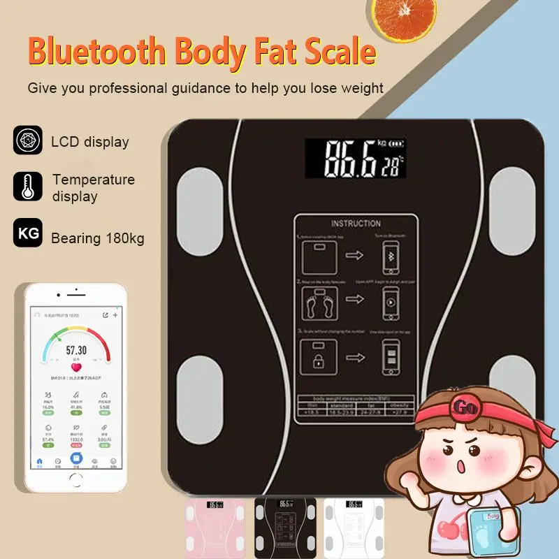 [SG Ready Stock]Update Version Digital Body Weight Scale Body Composition Scale APP Weighing Fat Weight Scale Smart LCD Precision Electronic Weight Scale Weighing Scale Healthcare  Comfort Christmas gift