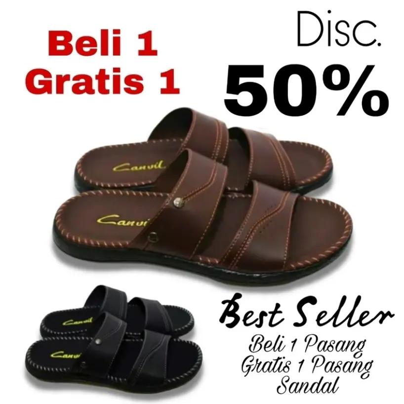 Buy 1 Get 1 Free Beli 1 Gratis 1 Sandal Kulit Pria Sandal Jepit Slop Selop Slide Slip On Cowok Kasual Sendal