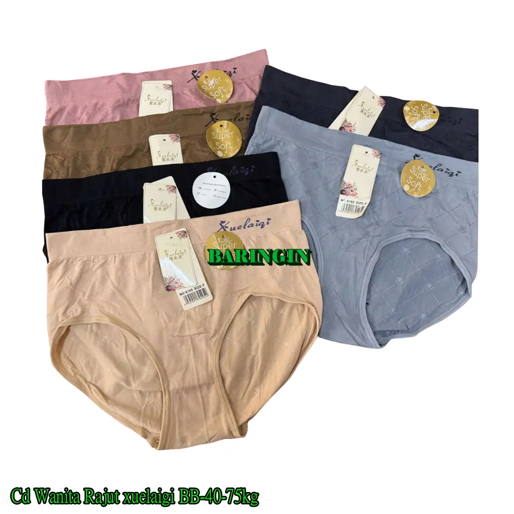CD Wanita Bahan Rajut-Isi 3,6,&12 PCS Celana Dalam Fashion Wanita Dewasa Adem Lembut Dan Nyaman Hitam Katun