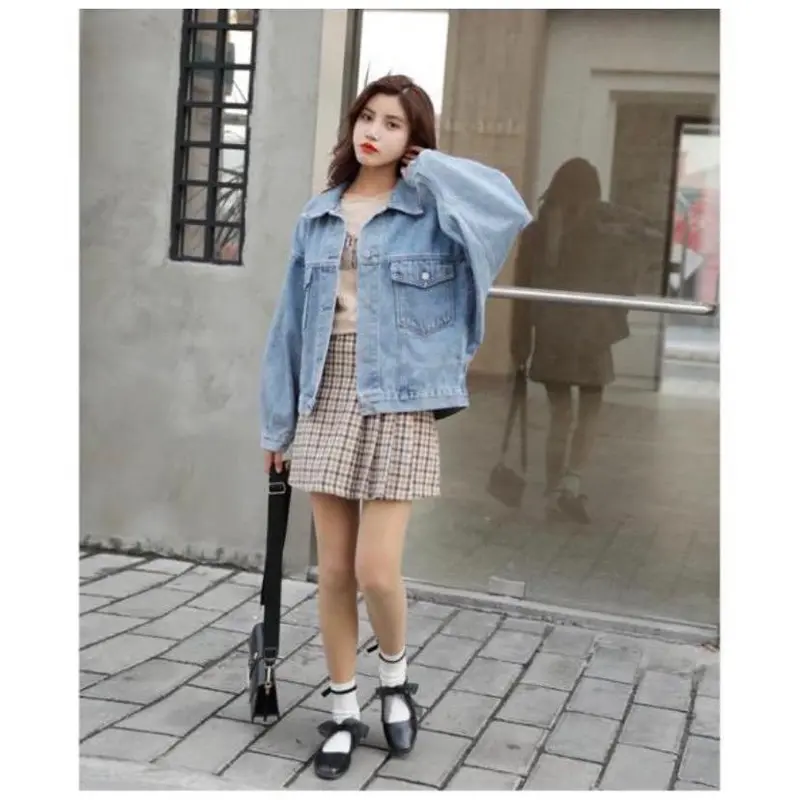 998-JAKET JEANS WANITA/JAKET OVERSIZE/JAKET JUMBO Denim Grey Jaket Tebal 3