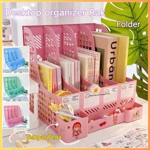【COD】 Rak Buku Sekat /rak Buku Minimalis/desk Organizer /rak File Susun/ Perlengkapan Kantor Rak Penyimpanan Desktop Sekolah Siswa Meja Sederhana (kirim Stiker)