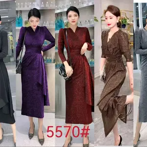 MIDI  dan Long DRESS GLITER SHINY SLIM FIT LENGAN PANJANG