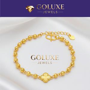 GOLUXE Gelang Emas Wanita Elegan 4mmx18cm berat 3g Rantai Tangan Emas Pasir Halus Eksklusif untuk Berbagai Acara