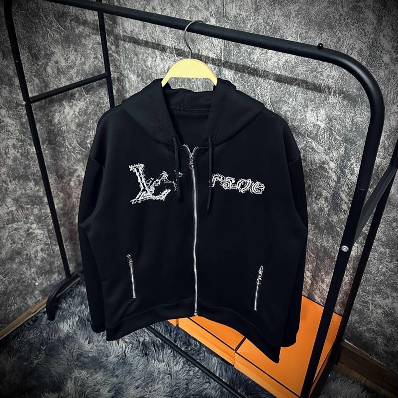 Áo khoác nỉ nam nữ mũ hai lớp form chuẩn hình khoá khắc chữ hoạ tiết thêu hai mặt