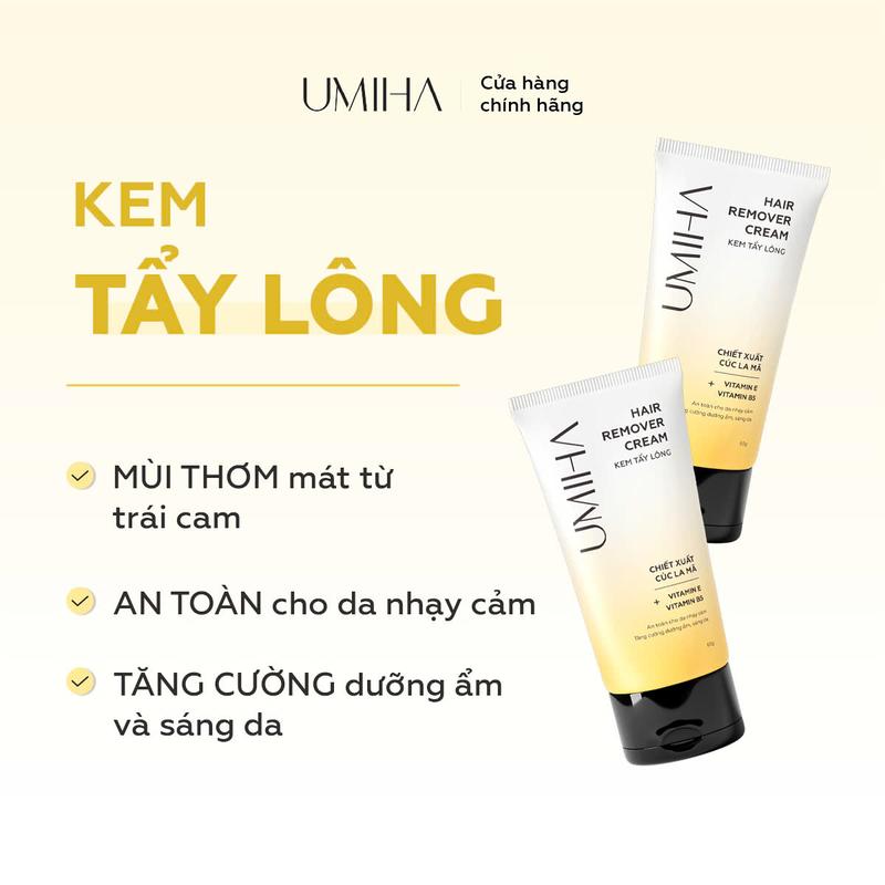 Kem tẩy lông Cúc La Mã UMIHA 65g tẩy lông bikini lông nách chân tay body an toàn da nhạy cảm