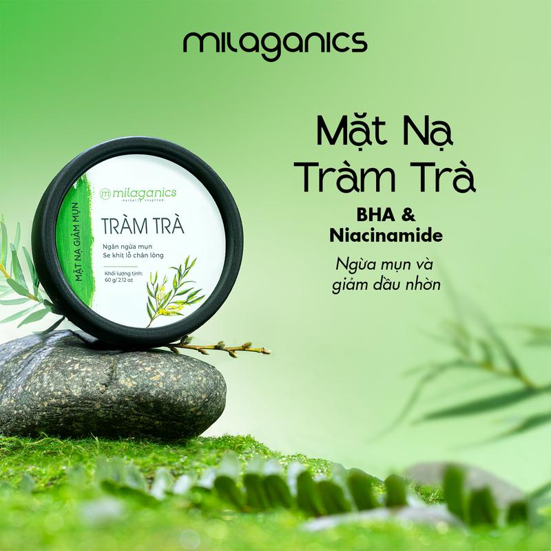 DEAL SỐC Mặt Nạ Đất Sét Tràm Trà BHA MILAGANICS Chăm Sóc Da Mụn Hỗ Trợ Sáng Da Giảm Tiết Dầu - Mask Đất Sét Hỗ Trợ Thu Nhỏ Lỗ Chân Lông - Mặt Nạ Dưỡng Trắng Da Sáng Tươi Trẻ Skincare Làm Đẹp Da Cosmetics
