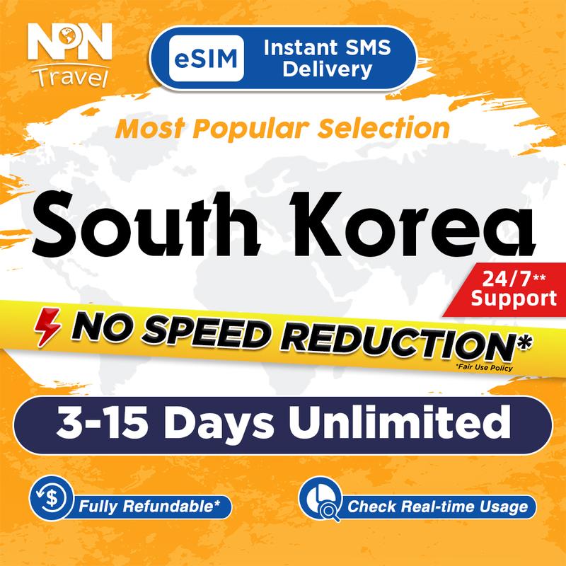 NPN Travel Voucher for South Korea embedded SIM 3-15Days Daily 500MB-8GB Unlimited Data (Physical Voucher) 0